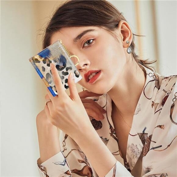 Small Slim RFID Card Wallets for Women Abstract Leopard - Picture 6 of 6